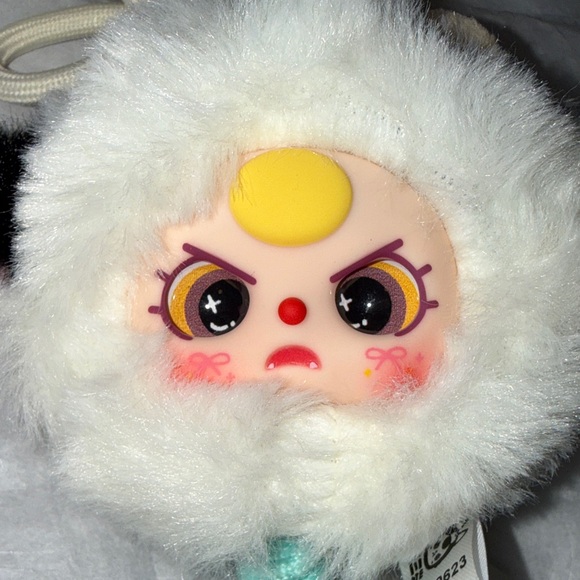 Cute White and Black Plush Phone Strap - Picture 5 of 13